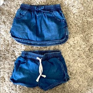 Jean skirt and shorts